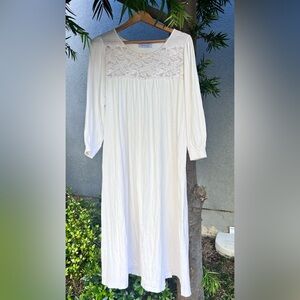 Christian Dior White Lace Detail Long Dress